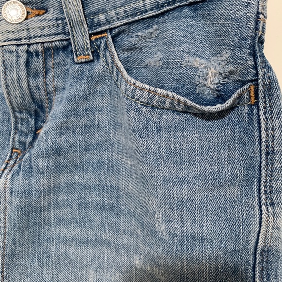 LEVIS Blue Deconstructed Cut Off Denim Mini Skirt - Picture 3 of 9
